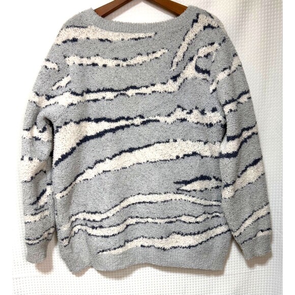 Barefoot Dreams Size 1X Sweater CozyChic Seaside Crew Neck Pullover Ocean Zebra - Picture 3 of 12